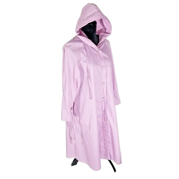 Vintage ICI by Bonders Purple Trench Coat Button Up w/ Hood Lightweight Jacket - Picture 8 of 10